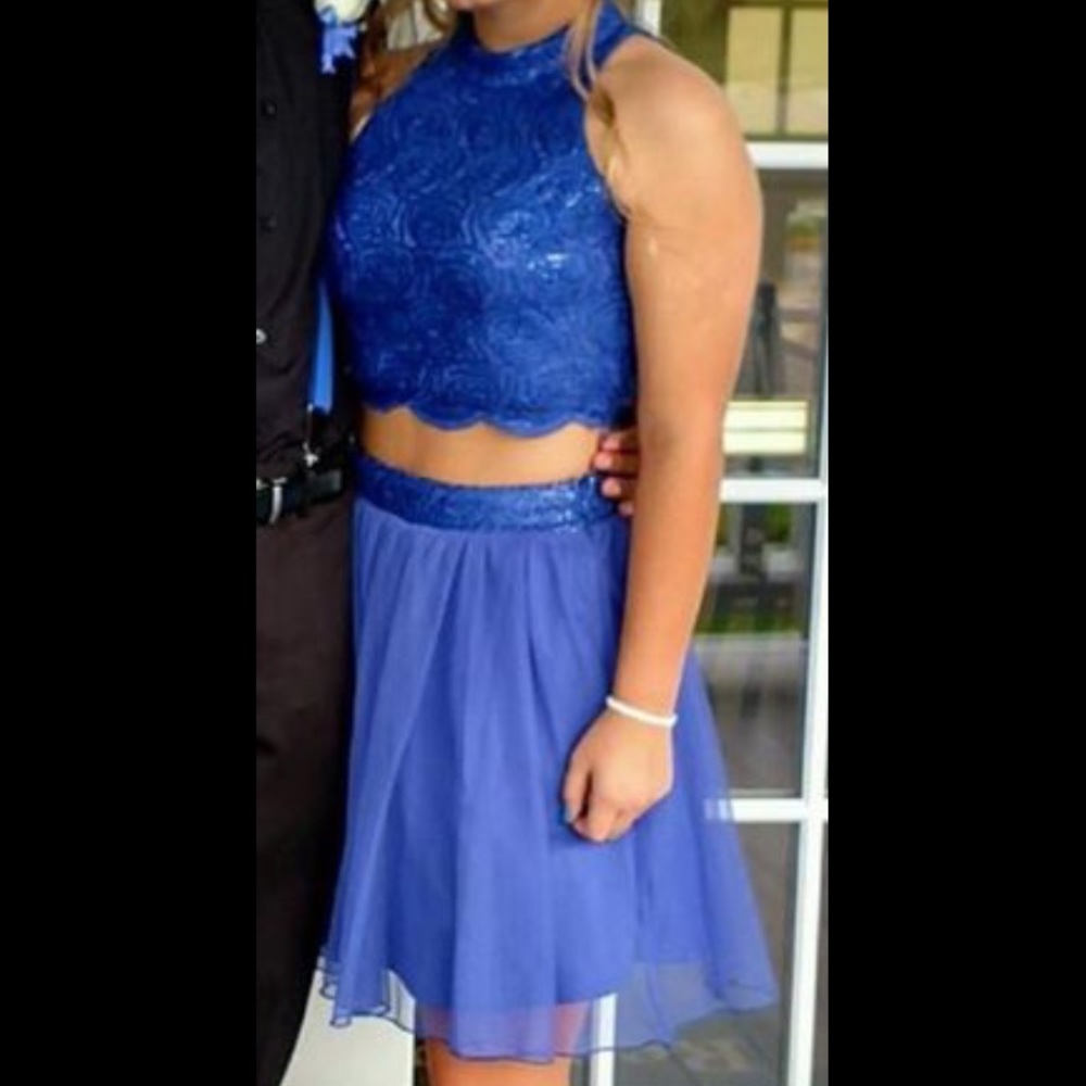 Royal blue two-piece homecoming dress